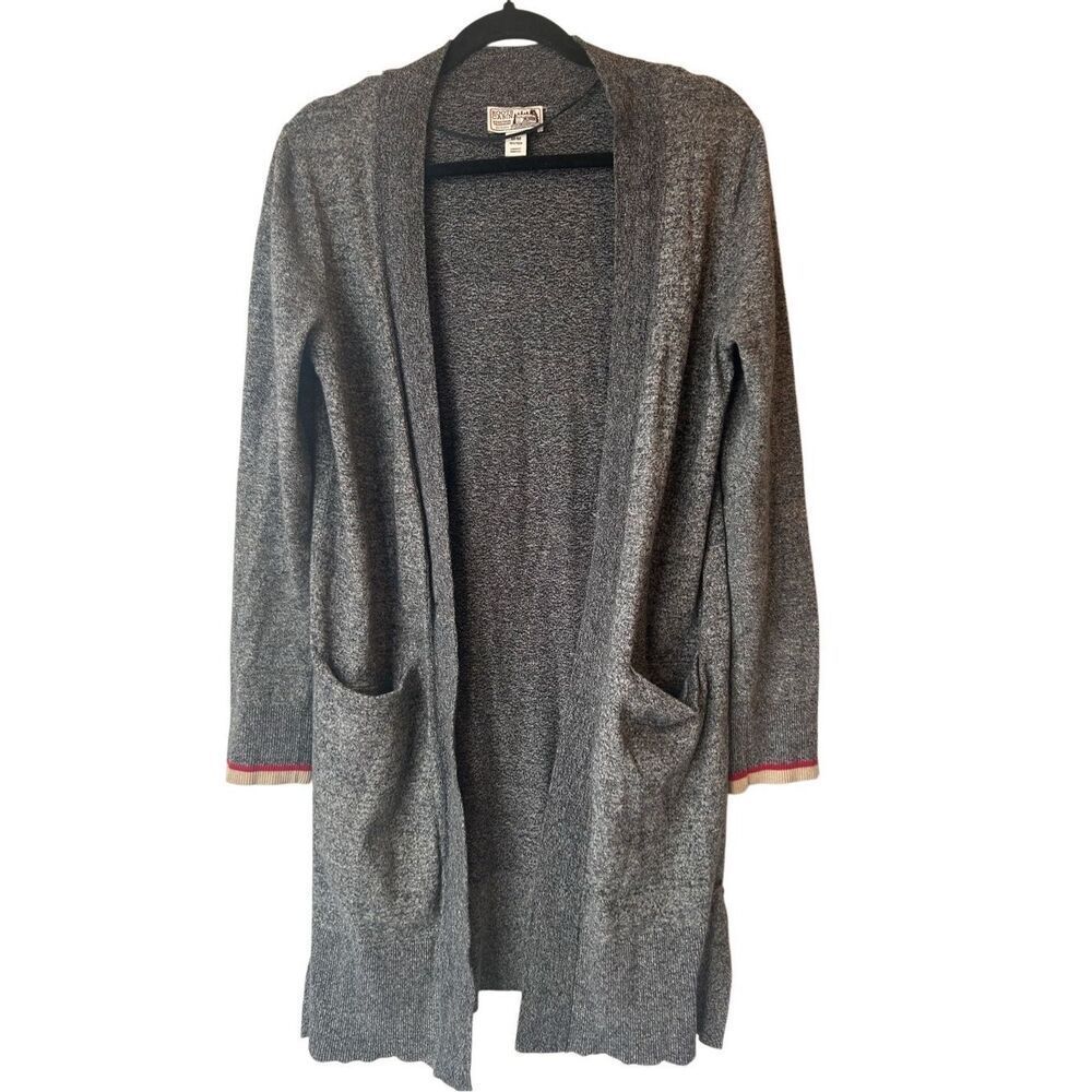 ROOTS Canada Cabin Shawl Cardigan marled gray long M